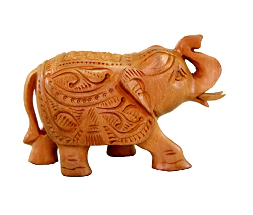 Image of eSplanade Wooden Elephant Sculpture or Showpiece Baby Inside Mother's Tummy Feng Shui Vastu Brings Goodluck Home Decor (Small)