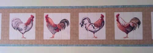Rooster Farming Farm Country Barnyard Animal Wallpaper Border - Creme