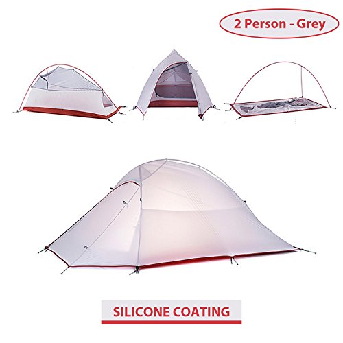 Weanas 2-3 Person 4 Seasons Double Layer Backpacking Tent, Ultralight Aluminum Rod Anti-UV Windproof Waterproof, Free Offer a Groundsheet, for Camping, Hiking, Travel, Hunting (Grey-2 Person)