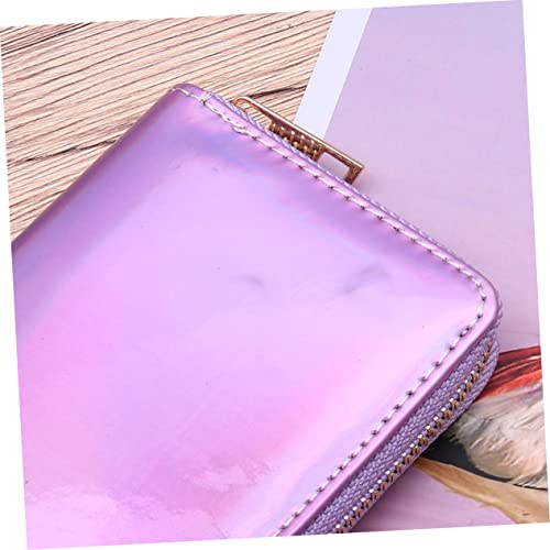 Sparking Sequins Wallet for Women Zipper Purse Phone Pocket Chic Iridescent Clutch Bag Violet for Parties and Everyday Use4