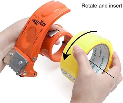 Prosun 2 Pack Metal Packing Tape Dispenser Gun: 2-Inch Wide Tape Dispensers/3-Inch Inner Paper Core(2"Orange+2"Blue) #TOP4