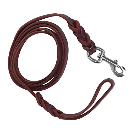 Guinzaglio per Cani, in pelle bovina e cuoio con design intrecciato e moschettone, Guinzaglio per Addestramento, per passeggiata, corsa e addestramento, 1.6m