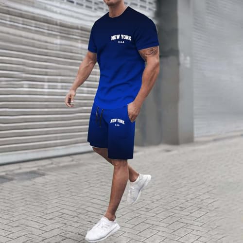 Men 2 Piece Outfits Summer Workout Tops Short Sleeve Athletic Set Casual Sets for Mens Tshirts and Shorts Suits3