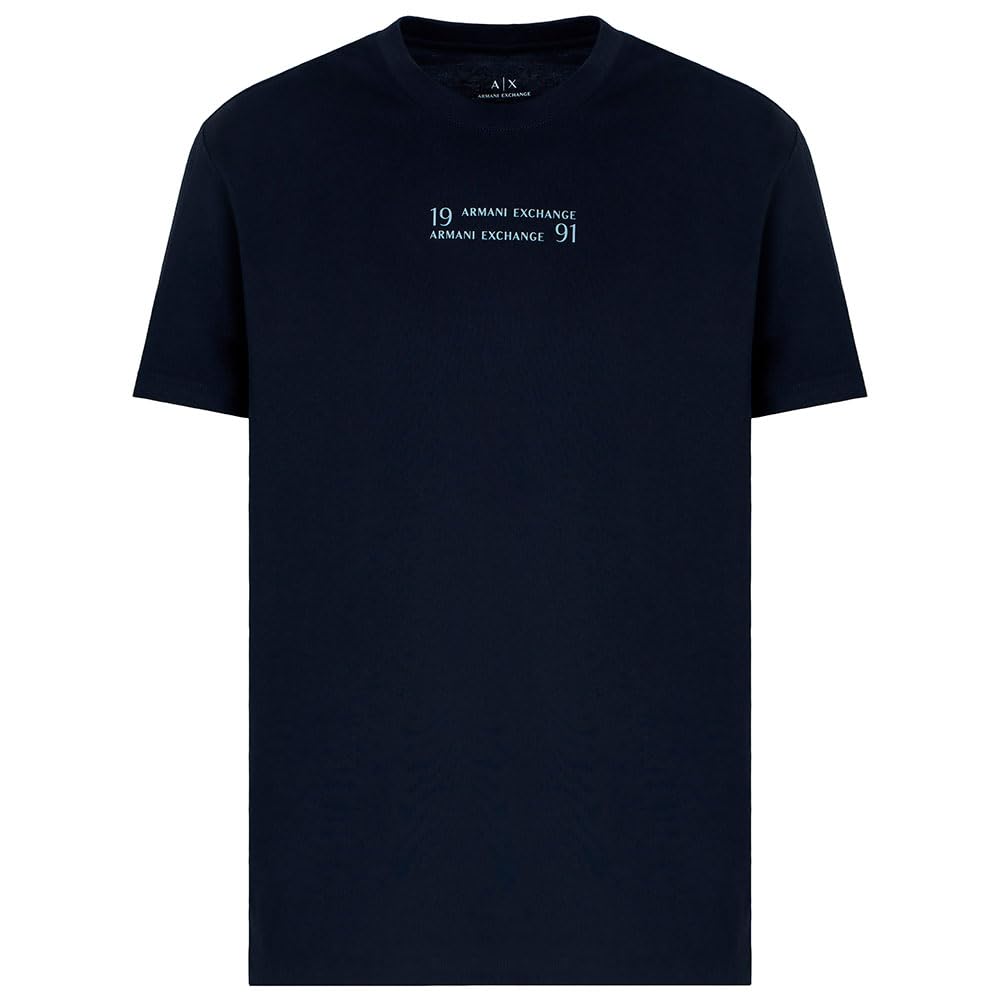 Armani Exchange Hombre Azul Oscuro Camiseta Para Con Logotipo Bordado, Xl