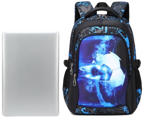 Boys Backpacks For Elementary Middle School Bookbag Set Kids Heavy Duty Durable Teenage Student Sturdy Waterproof (5-Blue Soccer Set)4