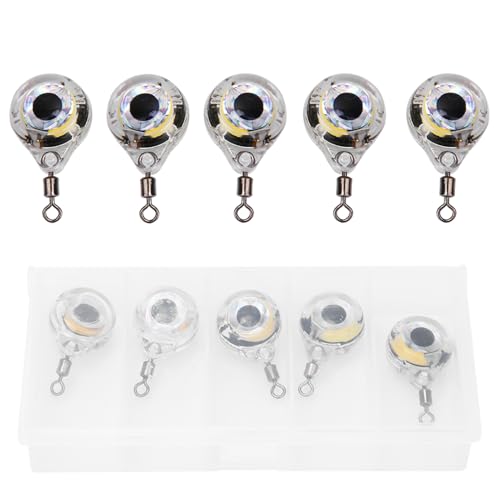 lvifloae 5 pcs LED Lure Tools Night Fishing Lights Underwater Fishing Lights Eye Shaped Night Lights Five Different Lights Improve Fishing Efficiency