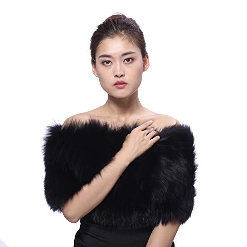 BeFur Womens Real Fox Fur Shawl Wraps | Girls Wedding Party Shrug Stoles
