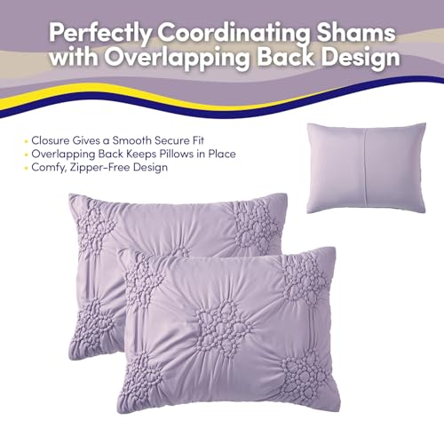 Image of Floral Pintuck Comforter Set Full Size - Bed in a Bag with Sheets, Pillowcases & Shams - Soft Stylish Sports Bedding - All Season Boys Basketball Bed Set