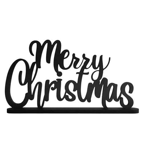 Moderne Weihnachtsdeko Schwarz 25 ebenkunst | Weihnachtsdeko - eleganter Merry Christmas Schriftzug |...