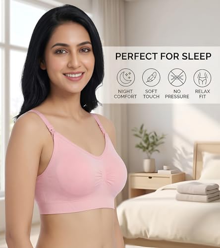 Image of DClub Comfort Revolution Seamless Bra -Easy lite Full-Coverage Wireless Everyday Bra with Soft Comfort with Removable Pad.