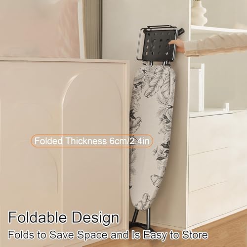 6 Height Adjustable Folding Ironing Board with Iron Holder, Compact and Space Saving Ironing Board for Home Laundry Room Use(Gray) - Image 7