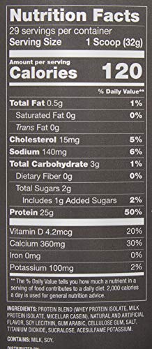 amazon brand - own pwr elite series protein powder vanilla ice cream 2 lb protein blend whey isolate milk isolate micellar casein