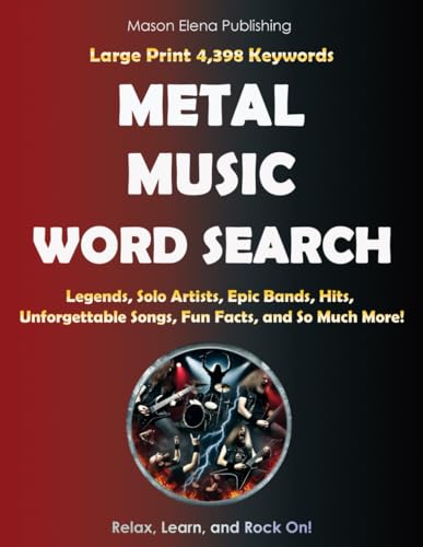 Photo de METAL MUSIC WORD SEARCH: Heavy Metal, Thrash, Death, and More | Encyclopedia of Legends, Artists, Hits, Bands, Facts | Large Print Puzzles for Adults, ... | Perfect Activity Book for Metalheads