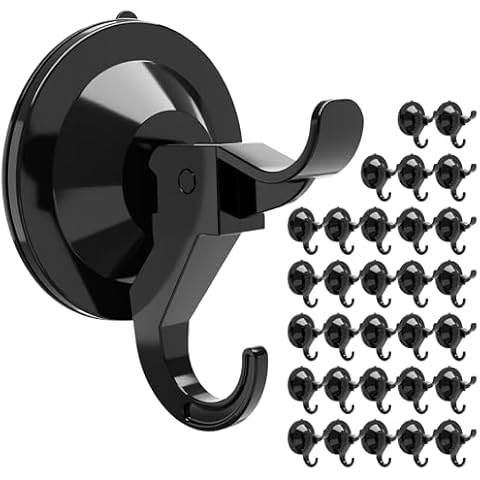 ANDGOO Suction Cup Hooks, 30 Pack Strong Vacuum Suction Cup for Shower，Removable Wall Suction Cup Hangers for Bathroom, Kitchen Waterproof Suction Holder for Window Glass, Door (Black) Cover