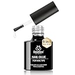 Beetles 9 in 1 Nail Glue Gel for Nail Tips and Clear Acrylic Nails Long Lasting, Curing Needed UV Extension Glue for Clear False Nail Tips and Press on Nails, Nail Repair Treatment