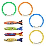 POPAPIE 8 Stück Tauchspielzeug für Kinder Tauchspielzeug Pool Spielzeug Tauchringe für Kinder Unterwasser Tauchring Set für Tauchtraining Schwimmspielzeug (Farbe B)