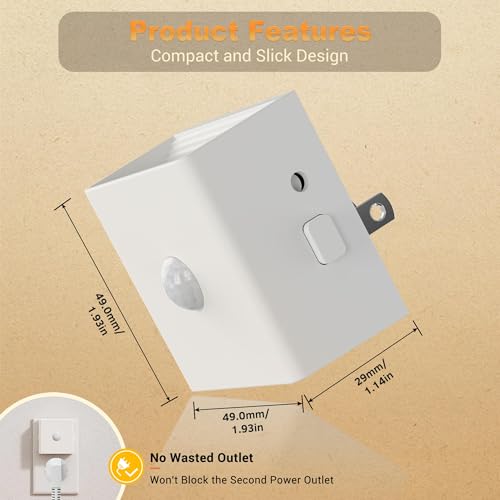 Image of JandCase Motion Sensor Night Light, Night Lights Plug into Wall with Adjustable Brightness, Motion Activated Night Light, 3000K Warm White, for Kids Bathroom Hallway Kitchen Bedroom