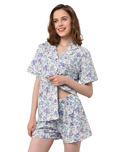 Image of NAP BOUND 100% Cotton Pajamas for Women Sets 2 Pieces Pjs Button short sleeves with Pockets Soft Sleepwear Loungewear XS-XXL