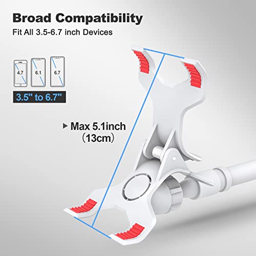 Image of VIVI MAO Gooseneck Cell Phone Holder, Universal 360 Flexible Phone Stand Lazy Bracket Mount Long Arms Clamp for Phone 13 Pro Xs Max XR X 8 7 6 6s Plus and Other 3.56.7 Device (White).