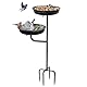 Vogeltränke Vogelbad Schale Stehend, Vogelbad Garten für Wildvögel Wassertränke für Vögel, Frei stehender Garten Vogel Feeder Bird Bad Schüssel (Grau