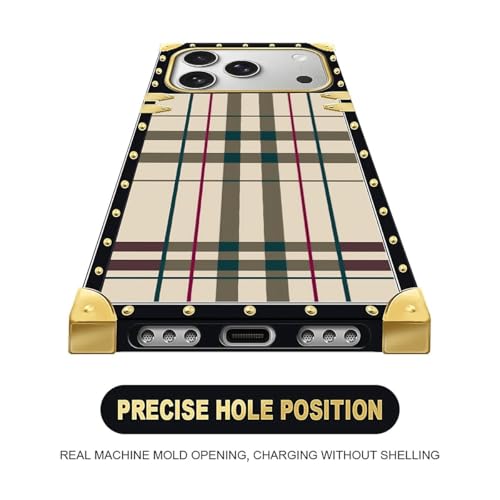 WANKBLC for iPhone 17 Pro Case Luxury Golden Decoration for Girl Women Soft TPU Shockproof Protective Hard PC Back for iPhone 17 Pro Crazy Pattern Black Red Beige Stripes by WANKBLC - Used condition - Image 5