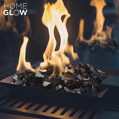 Homeglow Fire Glass. Black 1/2 Inch. Reflective Tempered Glass Rocks For Gas Or Propane Fire Pit Or Fireplace. 10 Pounds. #TOP2