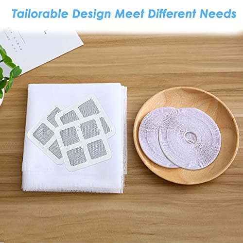 Fliegengitter Fenster, 4 Stück 130x150cm Insektenschutz Fenster mit 4 Rollen Selbstklebeband und 3 Stück Moskitonetz für Fenster Reparatur, Zuschneidbar auf Fenstergrößen bis 130x150cm