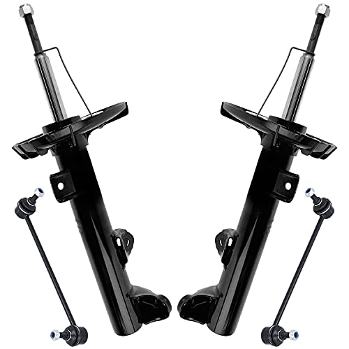 Image of Detroit Axle - 4pc Front Suspension Kit for Mercedes-Benz C230 C240 C280 C320 C350 CLK320 CLK350 CLK500 CLK550 2 Shock Absorbers Assembly 2 Sway Bar Links Replacement