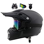 Youth Motocross Offroad Street Dirt Bike Helmet, Adult Full Face Motorcycle ATV Helmets MTB BMX MX Street Bike Helmet, Motorbike Downhill Off Road Crash Helmet, With Goggles Gloves Mask(Size:L(56-57CM