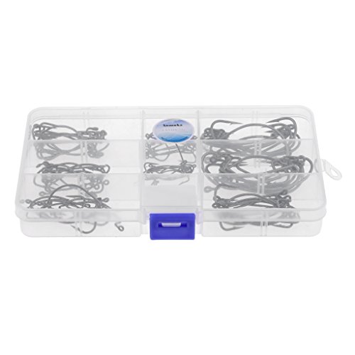 YIJU 80pcs Ganchos para Gabarito de Pesca com Orifício Caixa de Equipamento de Pesca 8 Tamanhos em a