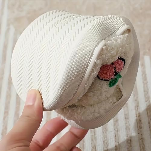 Image of Women's Men's Cute Fuzzy Heart Slippers Memory Foam Fluffy Couple Slippers Cozy House Indoor Outdoor Shoes
