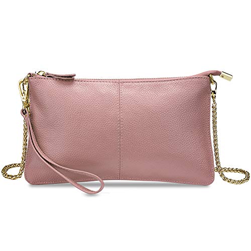Yaluxe Women's Real Leather Large Wristlet Phone Clutch Wallet With Shoulder Chain #TOP6