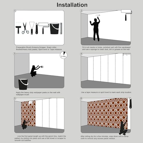 Papier peint mural 3D géométrique rétro lignes simples terracotta salon - 8
