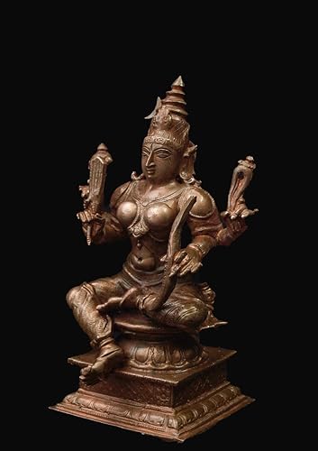 Image of Copper Idols India, 4.3 inches, Handmade Goddess Raja Rajeswari 479 Gram, Patina Antique Finish, Pack of 1 Piece