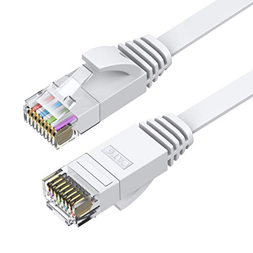 Busohe Cat6 Ethernet Cable 20 Ft White, Cat-6 Flat Rj45 Computer Internet Lan Network Ethernet Patch Cable Cord thumb #1