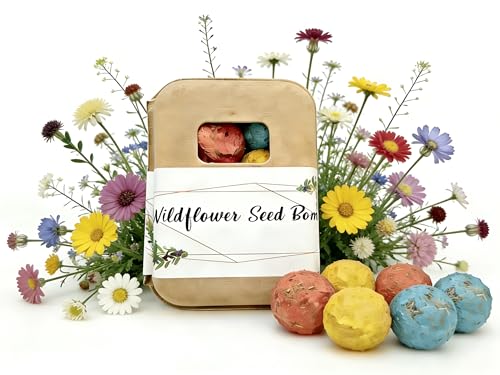 6Pack Colorful Wildflower Seed Ball Plantable Paper Favors Easter Basket Essentials - Handmade Non-GMO Gardening Gift for Beginner Kids & Adults
