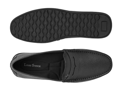Image of LOUIS STITCH Italian Milled Leather Formal Shoes for Men | Ultra Lightweight Men's Slip On Solid Formal Loafers | Comfortable for Long Hours | LSPDFL