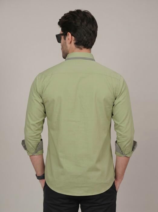Image of Diverse Men's Cotton Blend Shirt with Pocket Design Spread Collar Full Sleeves Regular Fit and Standard Length | Comfortable Cotton Casual Shirt for Man