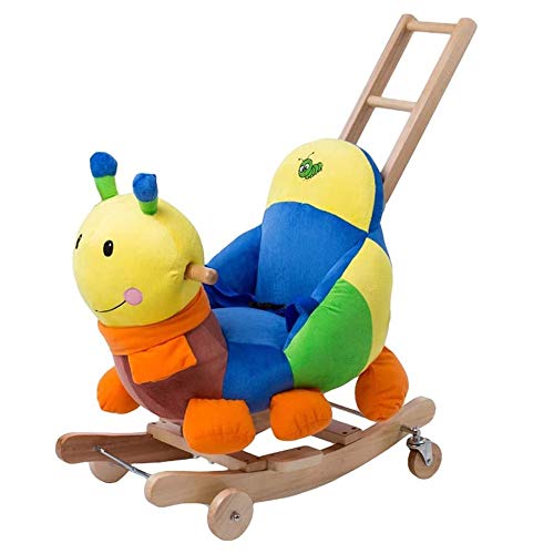 FUJGYLGL Bunte Insekten Plüsch Stofftier Rocker Multifunktions-2 in 1 Holzkleinkind Baby-Schaukelpferd Indoor Outdoor…