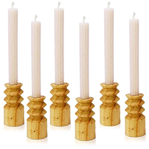 Deybby Natural Beeswax Taper Candles,8Inch Dripless And Smokeless White Bee Wax,4Hour Burn Time Flat Top (Pack Of 6) #TOP5
