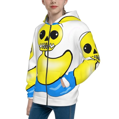 Halloween Yellow Duck Kids Pullover Hoodies Boys Zip Up Sweatshirts Girls Athletic Clothes with Pocket