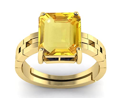 Bague en saphir jaune 13 carats pour homme et femme en argent plaqué or