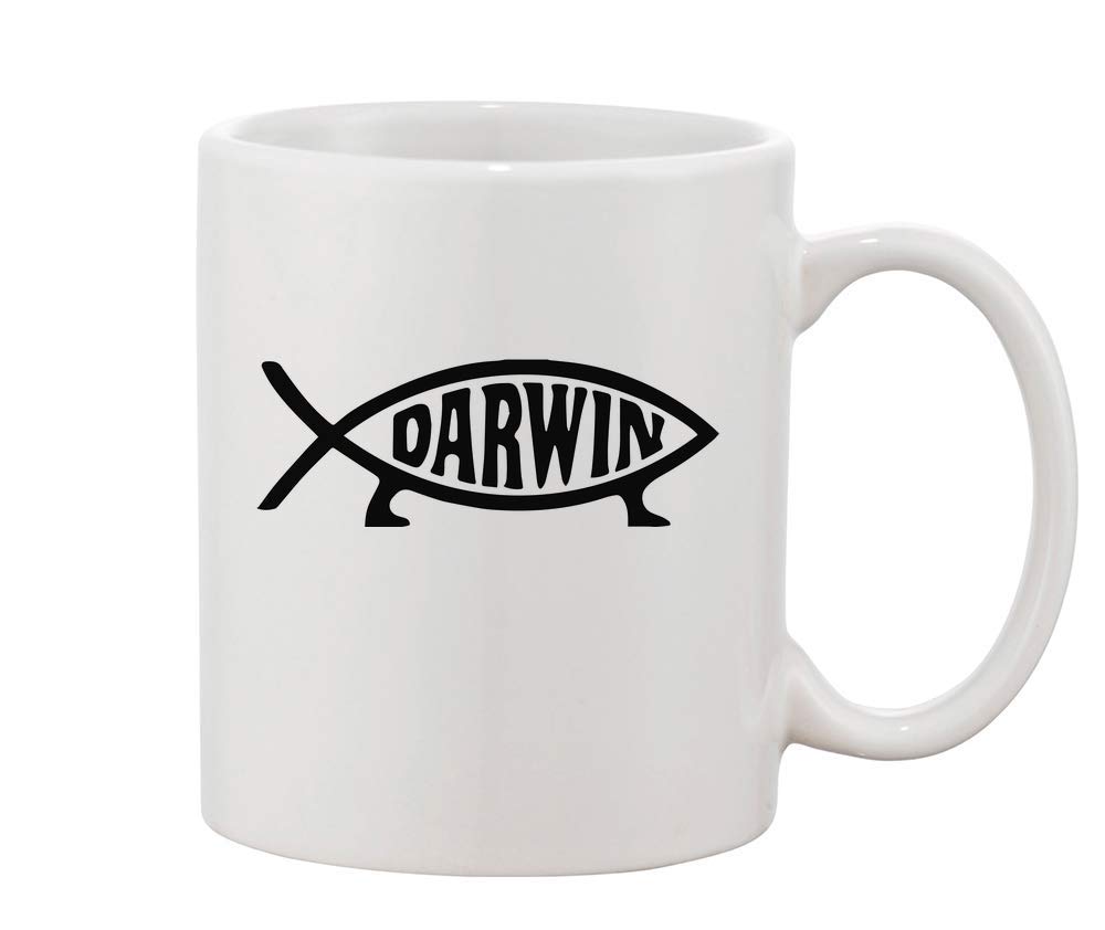 Darwin Evolution Fish Symbol Parody Atheist White Ceramic Coffee and Tea Mug