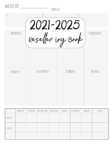2021-2025 Reseller Log Book: Daily Sales Organizer: Reseller Inventory Log Book (Daily Weekly Listing Book For Resellers)