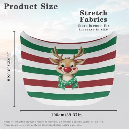Image of Christmas Deer Car Hood Cover Polyester Elastic Fabric Protector for Car Hood Removable Automotive Accessories for Most Automotive Christmas Decoration and Gifts