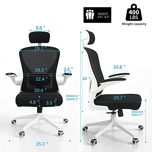 Sichy Age Ergonomic Chair With Headrest Big And Tall Office Chair Computer Desk Chair Swivel Desk Chair Adjustable Headrest Lumbar Support Office Chair 450 Lbs Heavy Duty Office Chair With Metal Base #TOP1