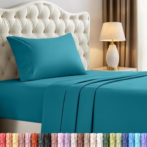 Image of Utopia Bedding Twin XL Sheet Set - 3 Piece Bed Sheets for Twin XL Size Bed, Soft and Breathable Microfiber, Includes 1 Fitted Sheet, 1 Flat Sheet and 1 Pillowcase - Oeko Tex (Denim Blue)