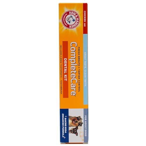 Image of Arm & Hammer Complete Care Dog Dental Kit, Chicken Flavor - Includes Enzymatic Dog Toothpaste and Toothbrush for Dogs - Baking Soda Enhanced Formula, 0.84 Oz