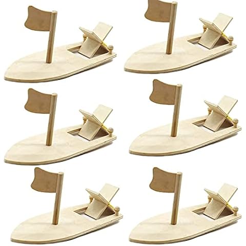 Nesloonp Holzsegelboot 6 Stück Holzboot Spielzeug, DIY Holz Segelboot Set, Mini Holz Segelboot, Lernspielzeug, Kinder Holzspielzeug, Kinder Malerei Dekoration DIY handgefertigte Materialien Verpackung Cover