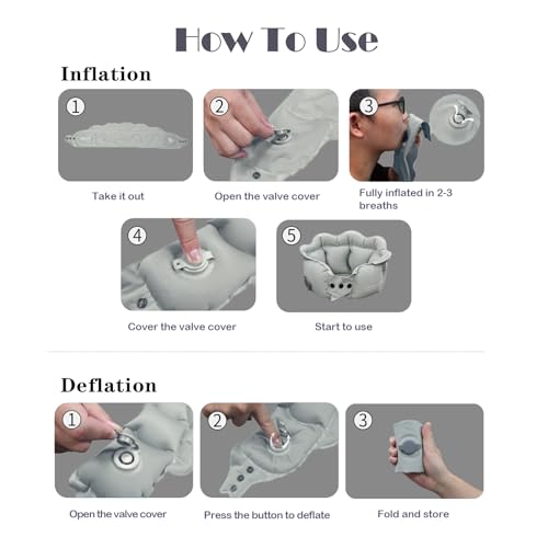 Almohada Inflable Ajustable para Cuello de Viaje Gris miniatura 6